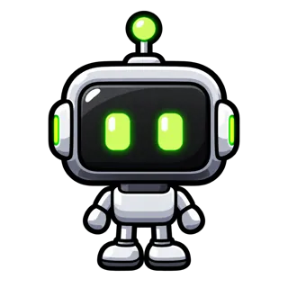 O Mimi: um robozinho branco com uma tela preta e dois olhos verdes.